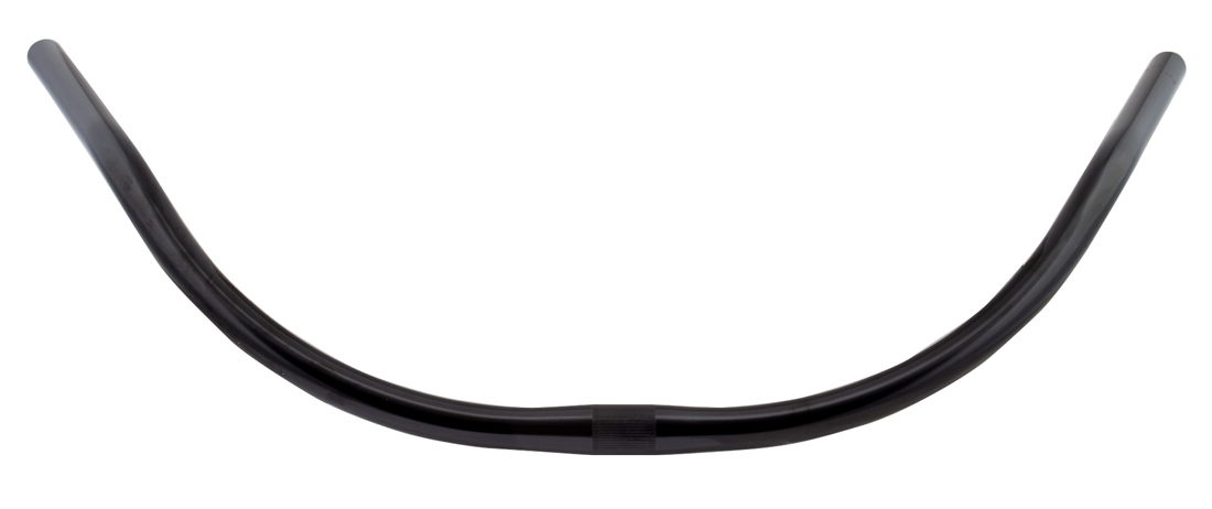 Handlebar Cruiser & Comfort, Black, for single bolt stem. 27" wide, 4" rise & 1" (25.4mm) center.
